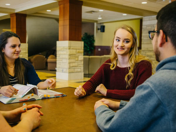 students talking at Memorial Union